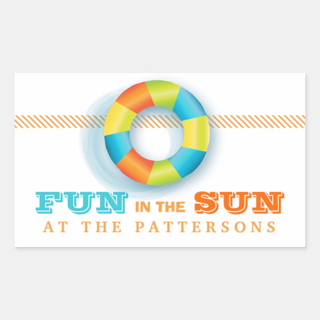 Pool Party Summer Fun in the Sun Sticker (Front)
