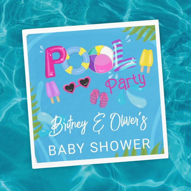 Pool Party Summer Girl Baby Shower Napkin (Creator Uploaded)