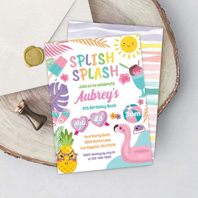 Pool Party Summer Girl Birthday Invitation (Creator Uploaded)