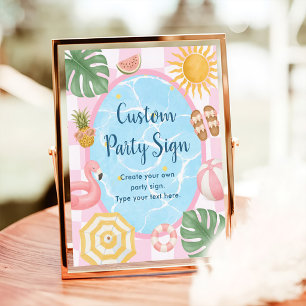 Pool Party Summer Girl Birthday Poster
