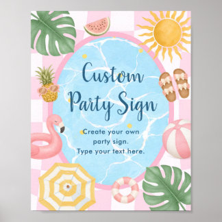 Pool Party Summer Girl Birthday Poster