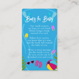 Pool Party Summer Girl Books for Baby Shower Enclosure Card
