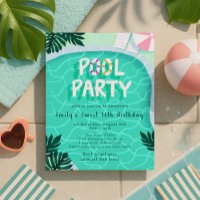 Pool Party Summer Modern Sweet Sixteen Birthday