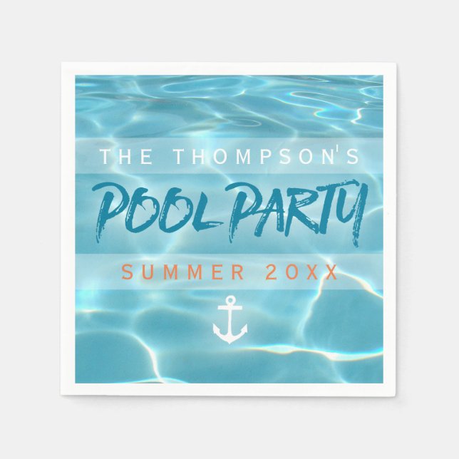 Pool Party Summer Nautical Custom Napkin (Front)