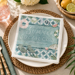 Pool Party Summer Social Club Paper Napkins