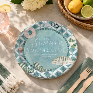 Pool Party Summer Social Club Paper Plates