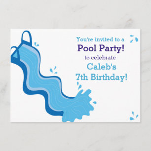 Pool Party Summer Swim Water Slide Invitation