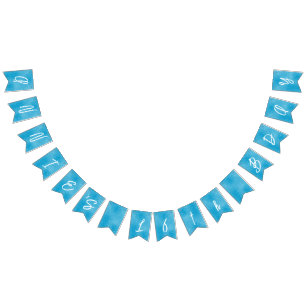 Pool Party Sweet 16 Water Blue Minimalist Bday Bunting