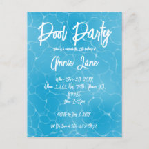Pool Party Sweet 16 Water Blue Minimalist Bday