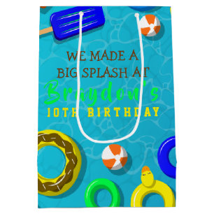 POOL PARTY SWIM Birthday Gift Favor Tags Medium Gift Bag