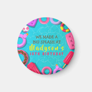 POOL PARTY SWIM FLOATY Birthday Gift Favor Tags Magnet