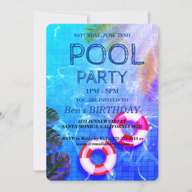 Pool Party | Swimming Birthday Invitation (Front)