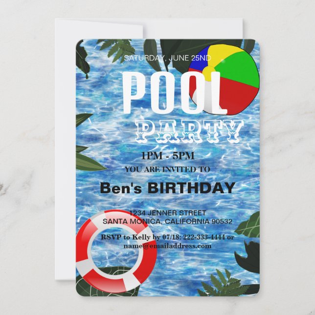 Pool Party | Swimming Birthday Invitation (Front)