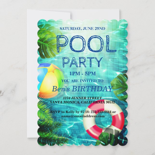 Pool Party | Swimming Birthday Invitation (Front)