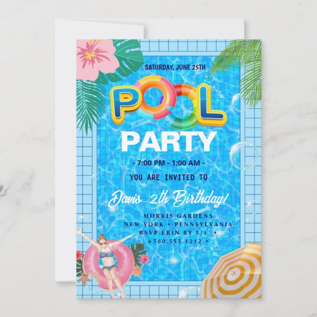 Pool Party | Swimming Birthday Invitation (Front)