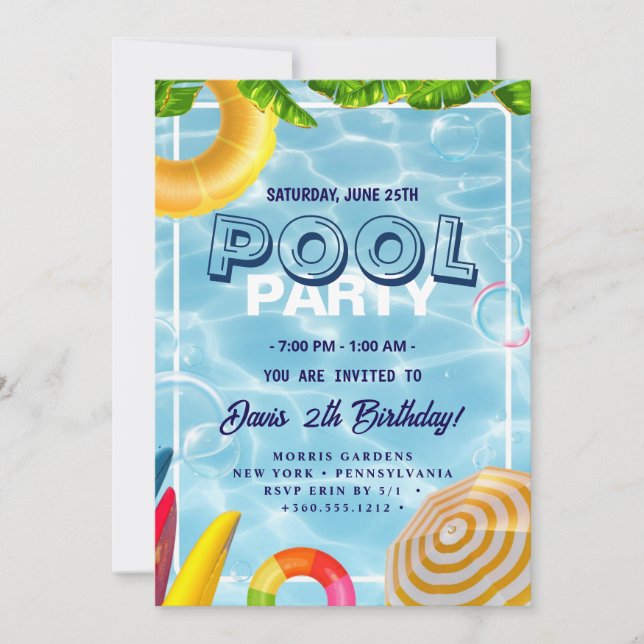 Pool Party | Swimming Birthday Invitation (Front)