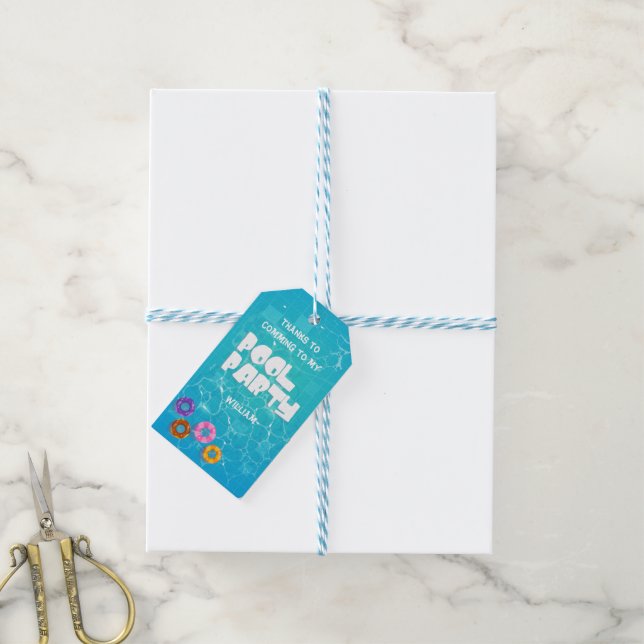 Pool Party Swimming Birthday Thank you Favour Gift Tags (With Twine)