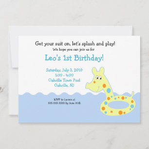 POOL Party Swimming Tube 5x7 Birthday Invitations