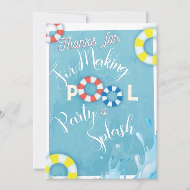 Pool Party Thank You Card (Front)