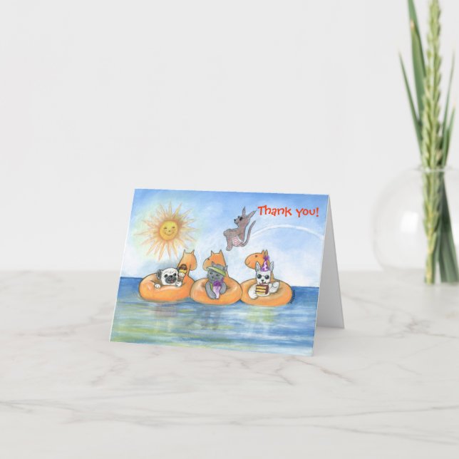 Pool Party Thank You Note Card (Front)