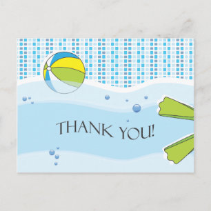 Pool Party Thank You Postcard