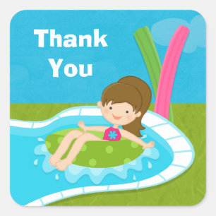 Pool Party Thank You Sticker