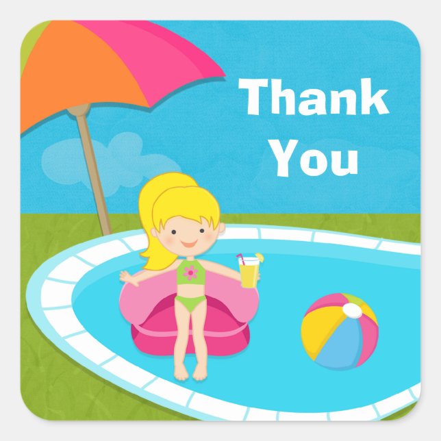 Pool Party Thank You Sticker (Front)