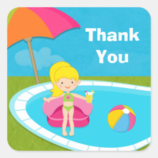 Pool Party Thank You Sticker