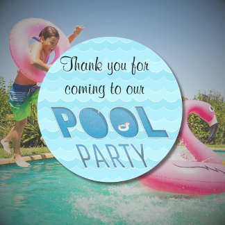Pool Party Thank You with Unicorn Float Classic Round Sticker