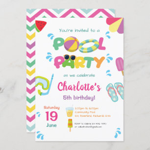 Pool Party Theme Invitation