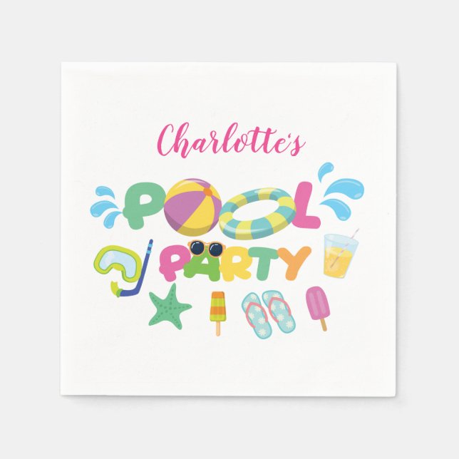 Pool Party Theme Napkin (Front)