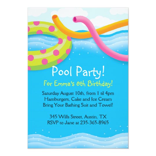 Pool Party Themed Invitations