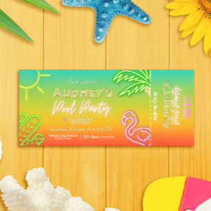 Pool Party Ticket  Invitation