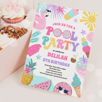 Pool Party Tropical Summer Pool Birthday Party