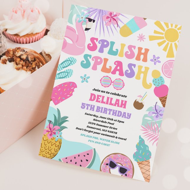 Pool Party Tropical Summer Pool Birthday Party Invitation (Creator Uploaded)
