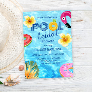 Pool Party Tropical Water Bridal Shower Invitation