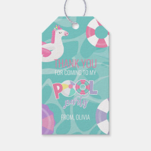 Pool Party Unicorn Pink Thank You Favour Gift Tags