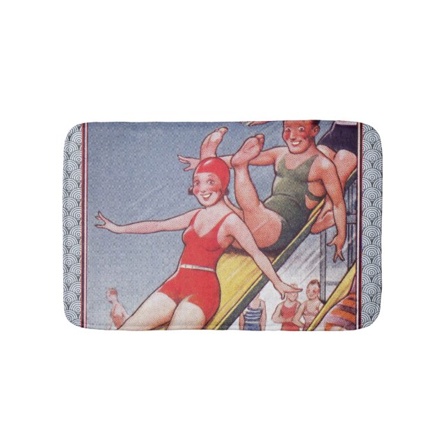Pool Party Vintage Swimming Summer Bath Mat (Front)