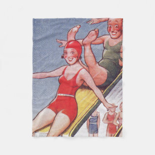 Pool Party Vintage Swimming Summer Fleece Blanket