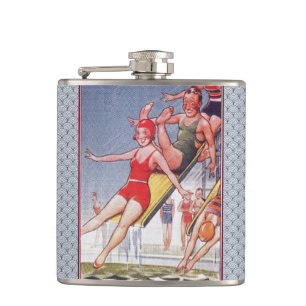 Pool Party Vintage Swimming Summer Hip Flask