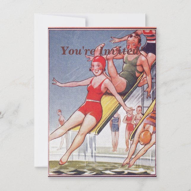 Pool Party Vintage Swimming Summer Invitation (Front)