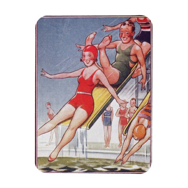 Pool Party Vintage Swimming Summer Magnet (Vertical)