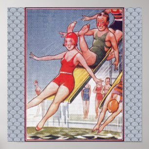 Pool Party Vintage Swimming Summer Poster