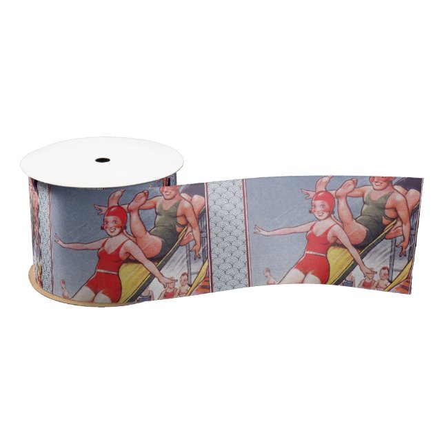Pool Party Vintage Swimming Summer Satin Ribbon (Spool)