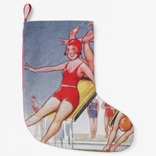 Pool Party Vintage Swimming Summer Small Christmas Stocking