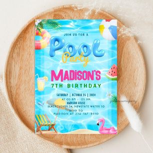 Pool Party Water Splash Birthday Party Invitation