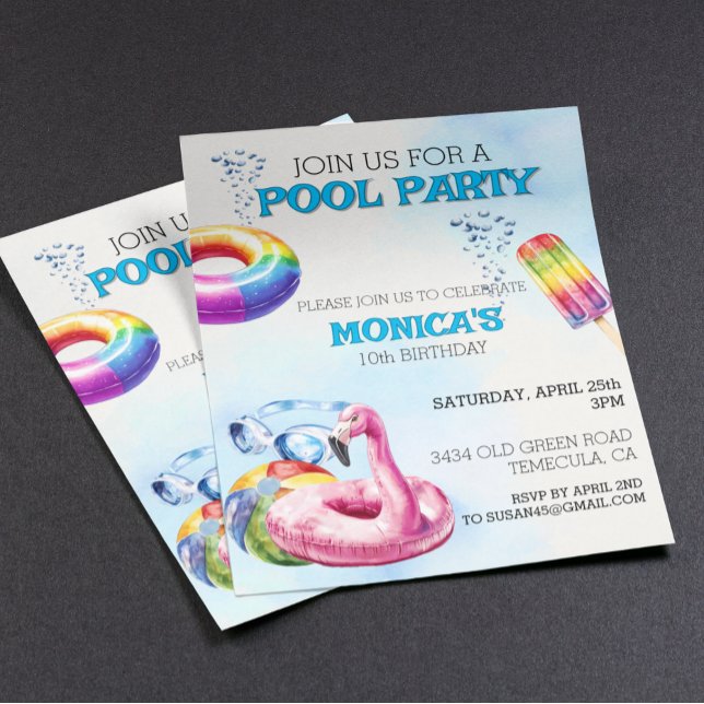 Pool Party Watercolor Party Invitation   (Creator Uploaded)