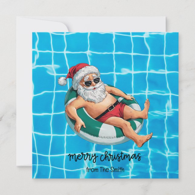 Pool Party with Santa Claus for Christmas in July  Card (Front)