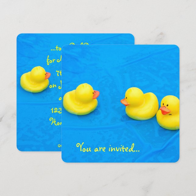 Pool Party with yellow ducks Invitation (Front/Back)