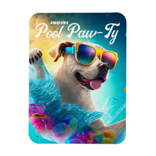 Pool Paw-Ty Invitation, Custom Pool Puppy Party Magnet